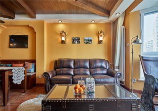 美式复古风两居沙发背景墙装修效果图
