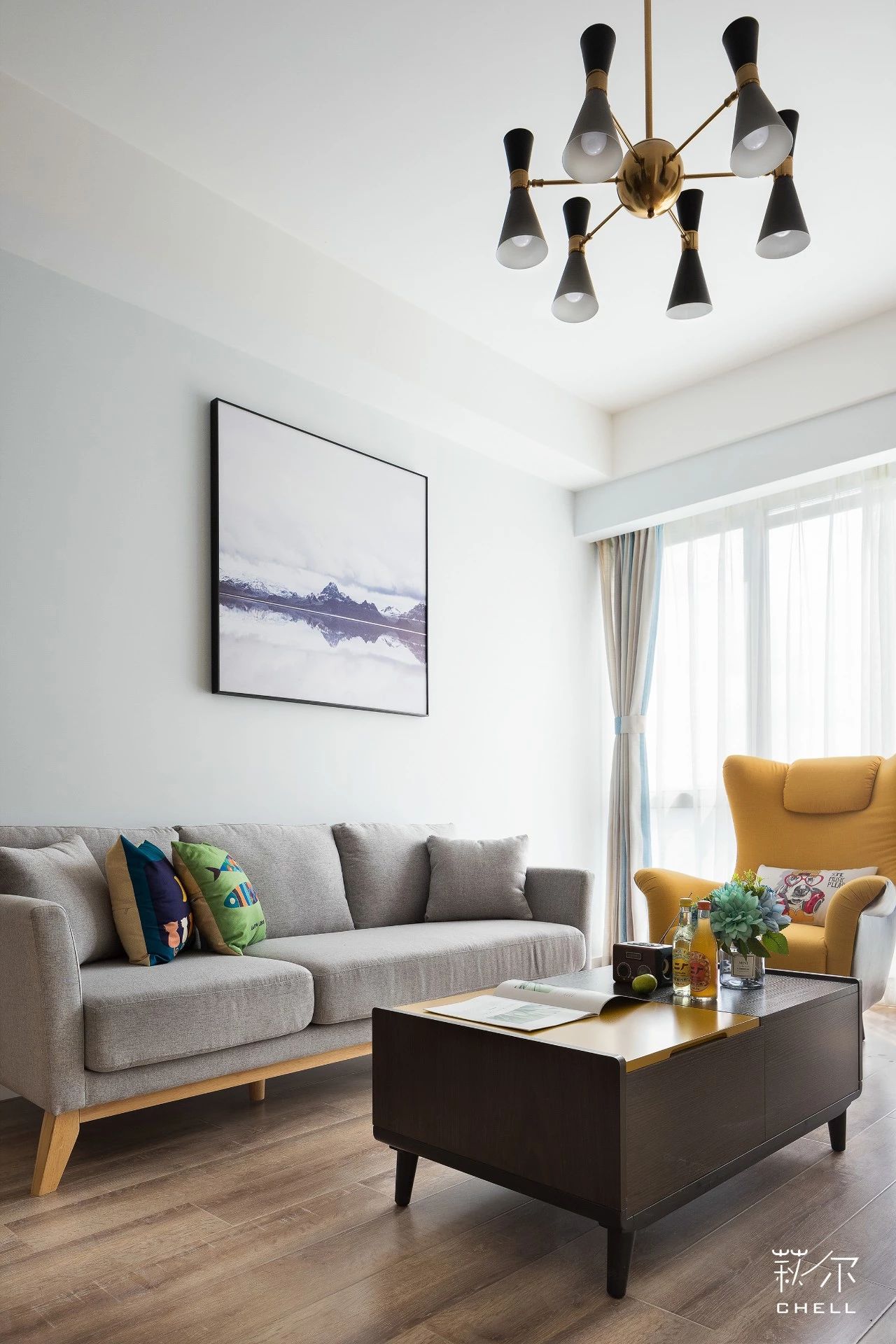 95平现代北欧风装修客厅沙发设计