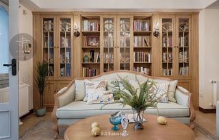 法式乡村别墅装修沙发书柜设计