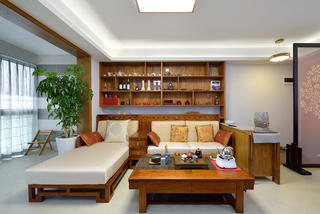 中式风格三居装修沙发设计图
