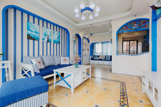 地中海风格三居客厅装修效果图