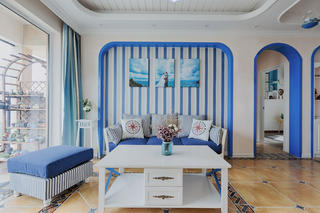 地中海风格三居沙发背景墙装修效果图
