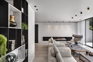 大户型黑白灰现代简约客厅装修效果图