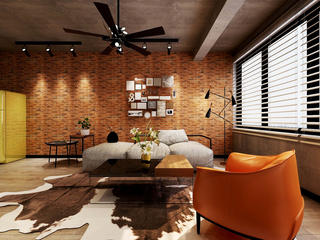 工业风格两居室沙发背景墙装修效果图