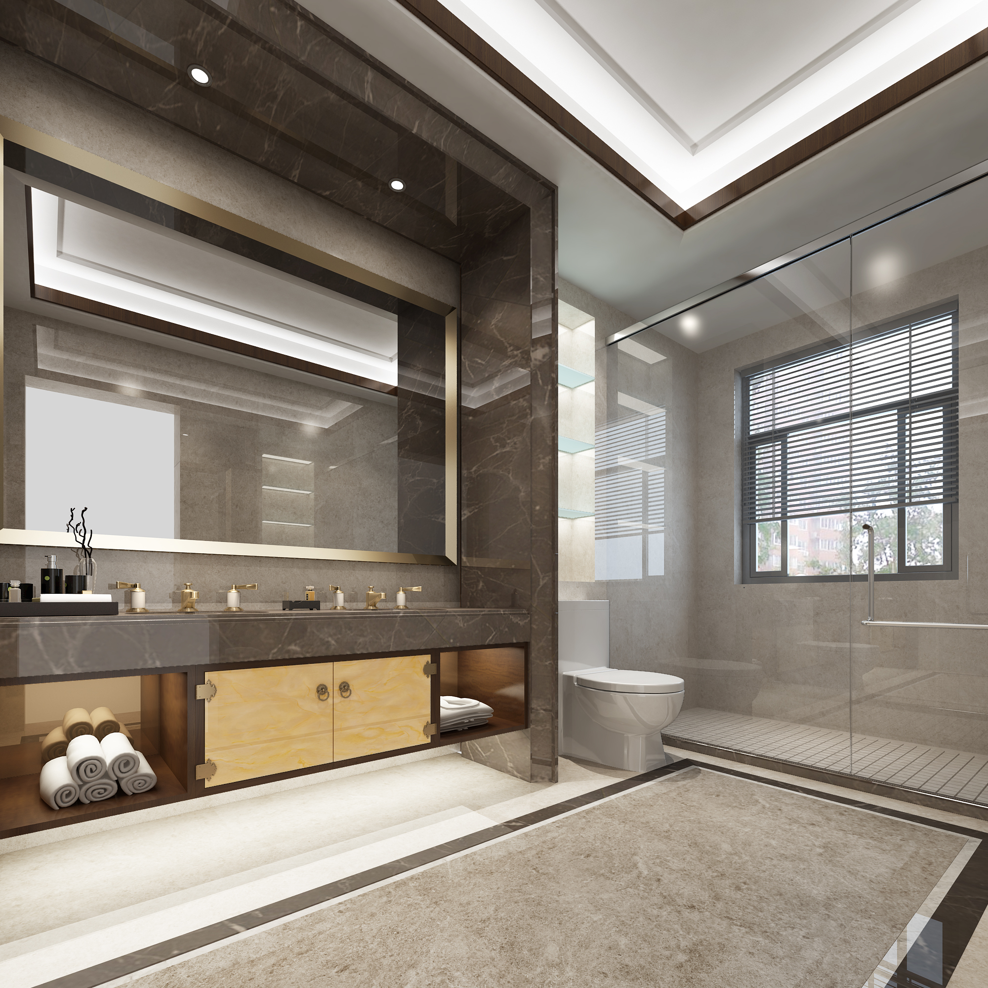 新中式风格别墅卫生间装修效果图