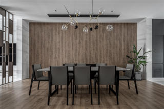 现代简约风别墅餐厅背景墙装修效果图