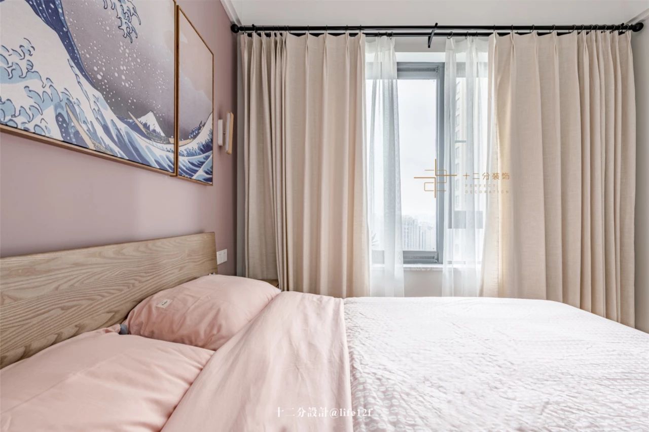 日式风格二居装修卧室窗帘设计图