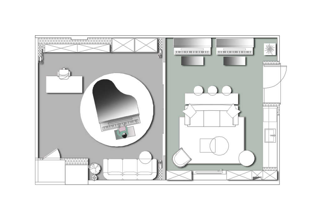 赋格丨钢琴教学工作室 预约ta 设计背景 房型:办公室 建筑面积:70㎡