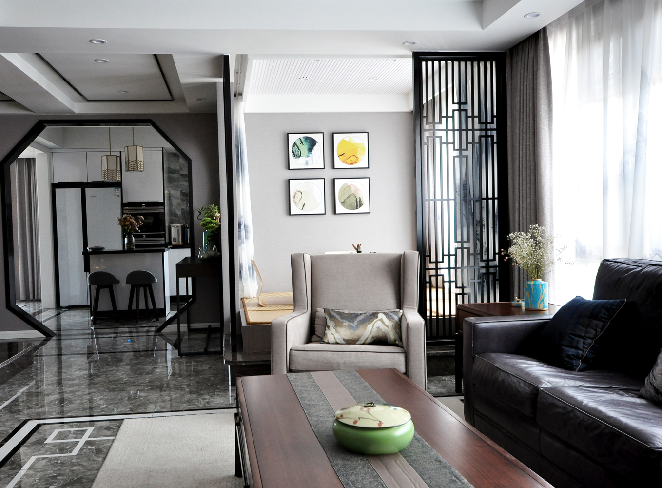 大户型新中式风格装修客厅沙发设计图