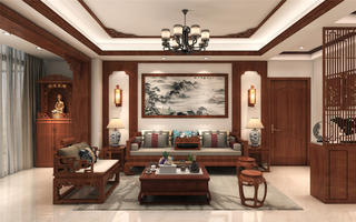 中式风格沙发背景墙装修效果图