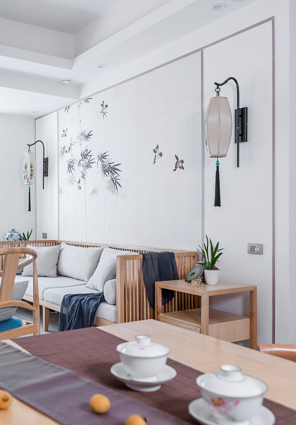 180㎡新中式风格沙发背景墙装修效果图