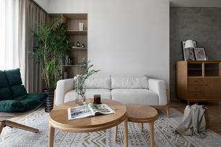 日式风格三居室沙发背景墙装修效果图