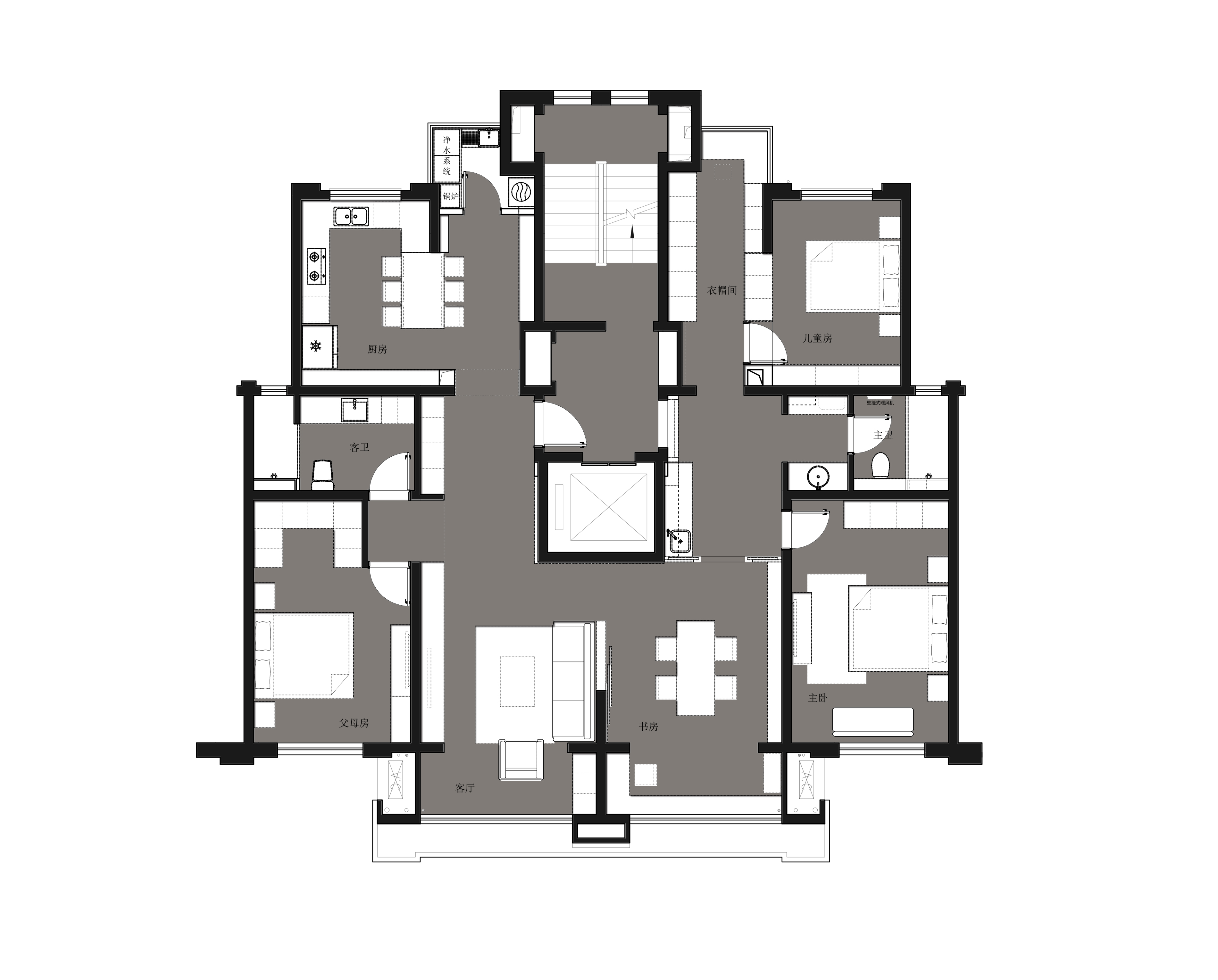 对门完全对称的两套房子打通一体设计,中小户型秒变大平层!