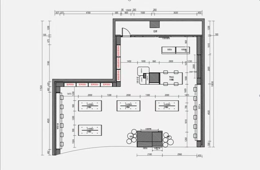 huawei专卖店装修平面原始户型图