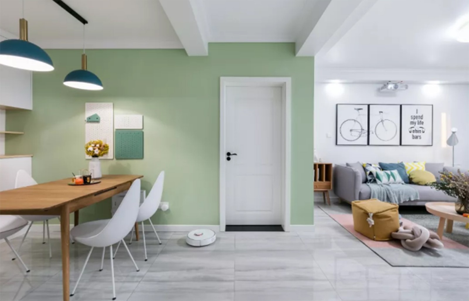 淡绿色背景墙清新灵动