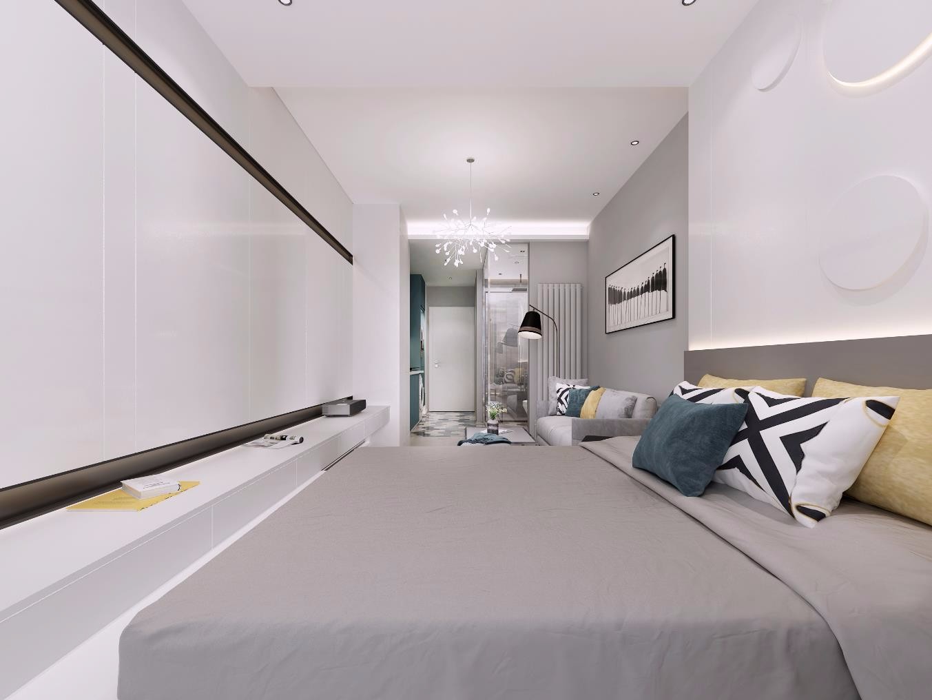 45现代小户型/一房装修效果图,现代公寓设计装修案例效果图-齐家装修