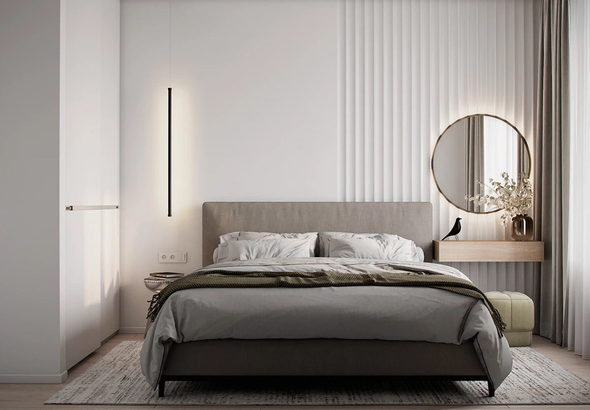 侧卧也是极简的色调,给人清***感