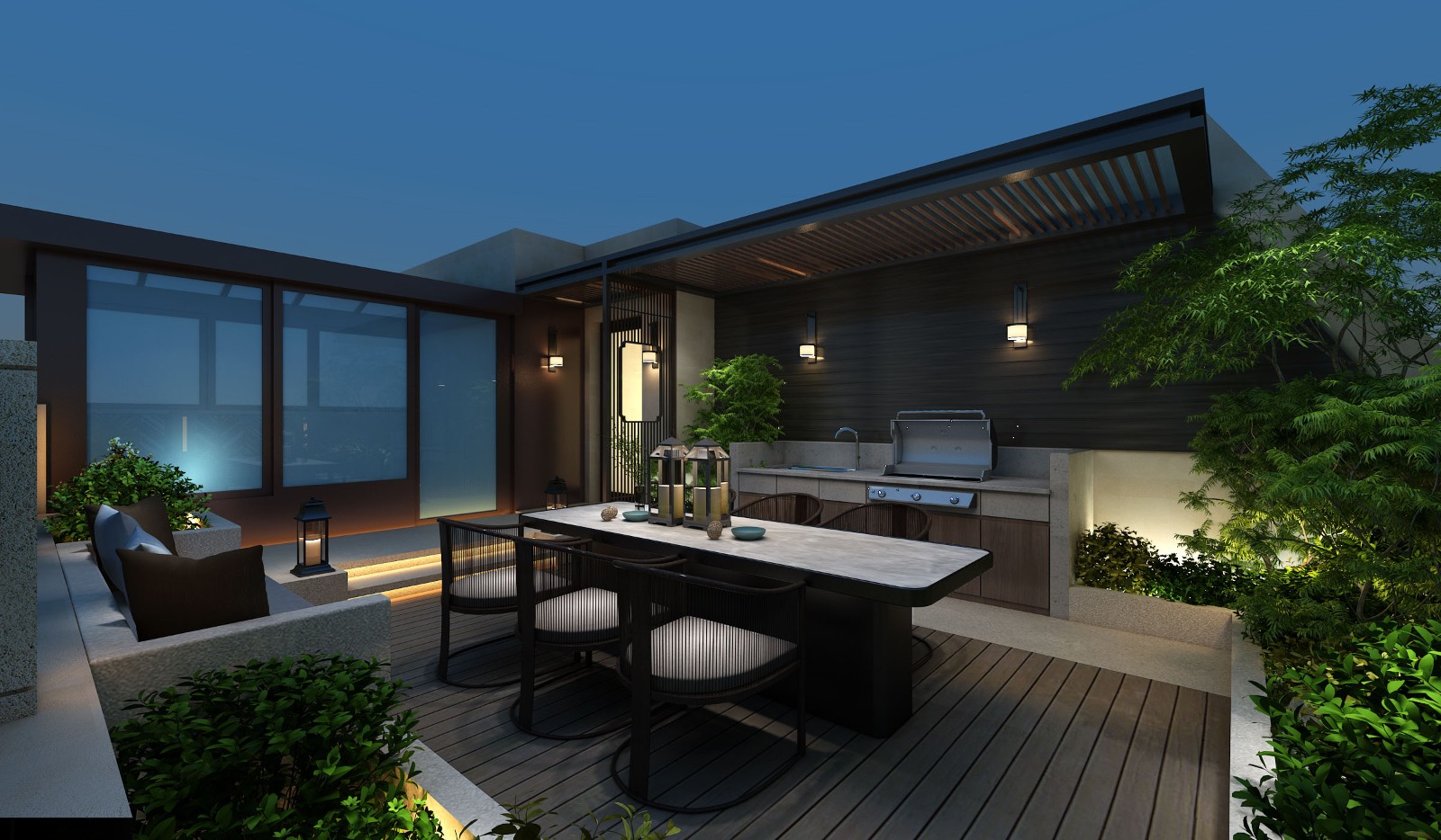 装修效果图_372m05东方合院装修案例效果图-齐家典尚装修