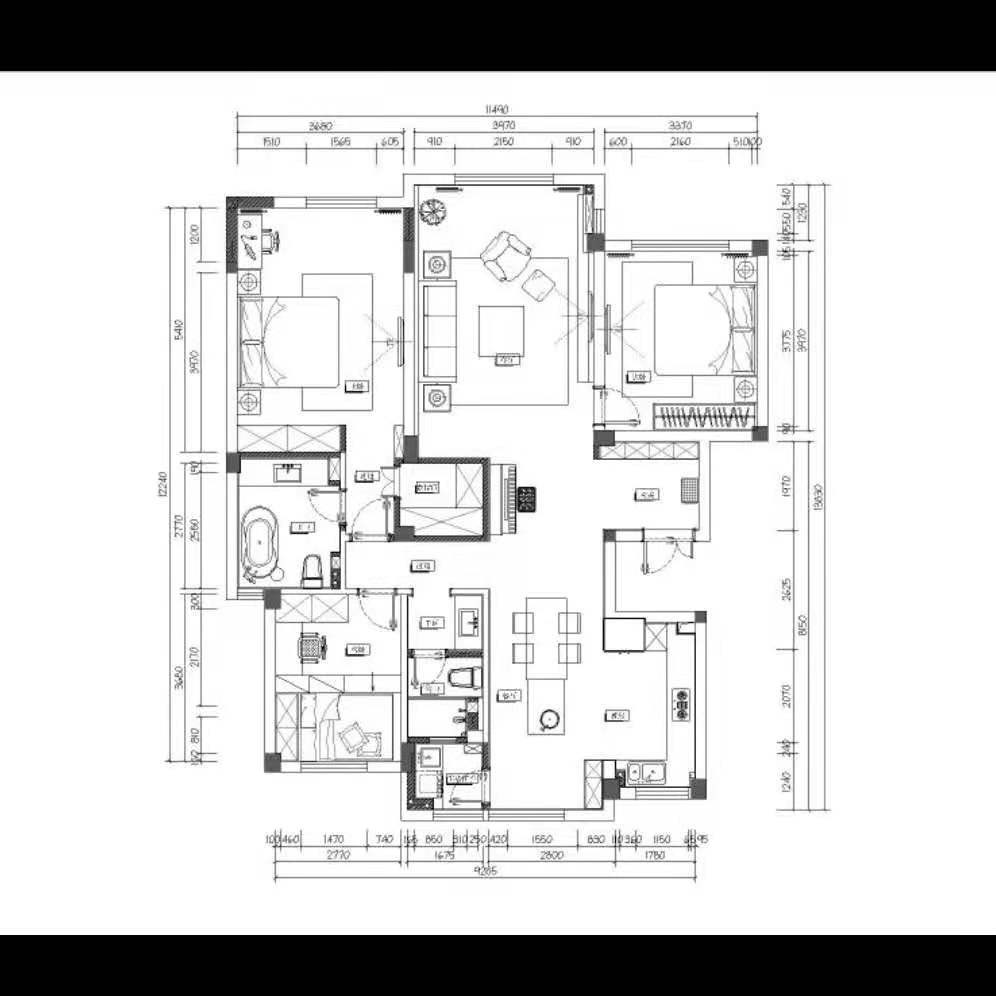 138现代三房装修效果图,绿城现代简约装修案例效果图-齐家装修网