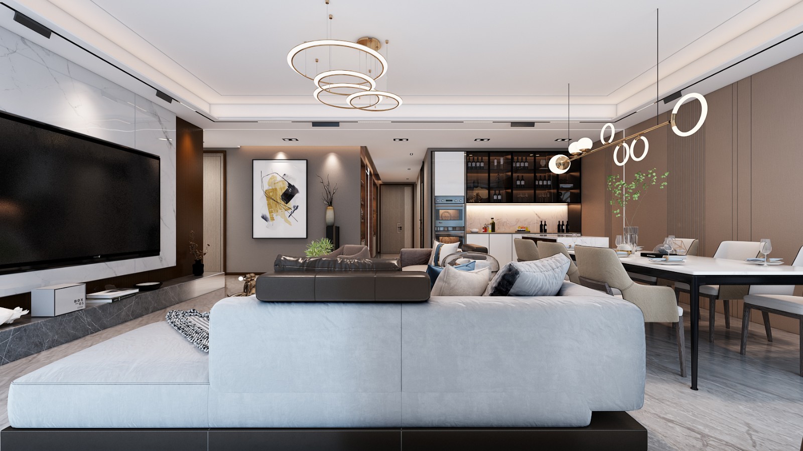 客餐厅一体化的横厅结构,采光好特别好,让整个空间看起来宽阔透亮.