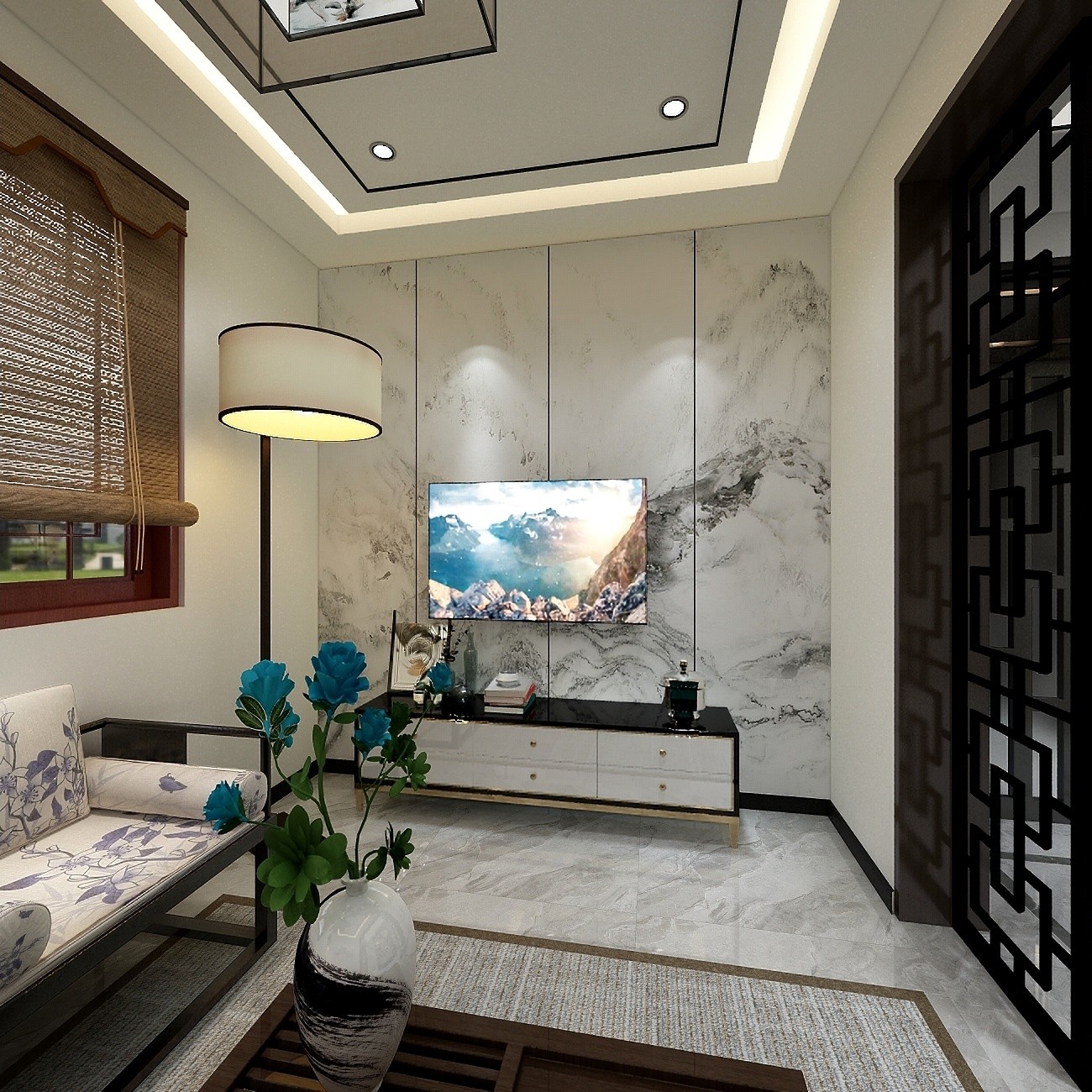 客厅起居室超大开间观景阳台,可布置成休闲区,意趣天成.