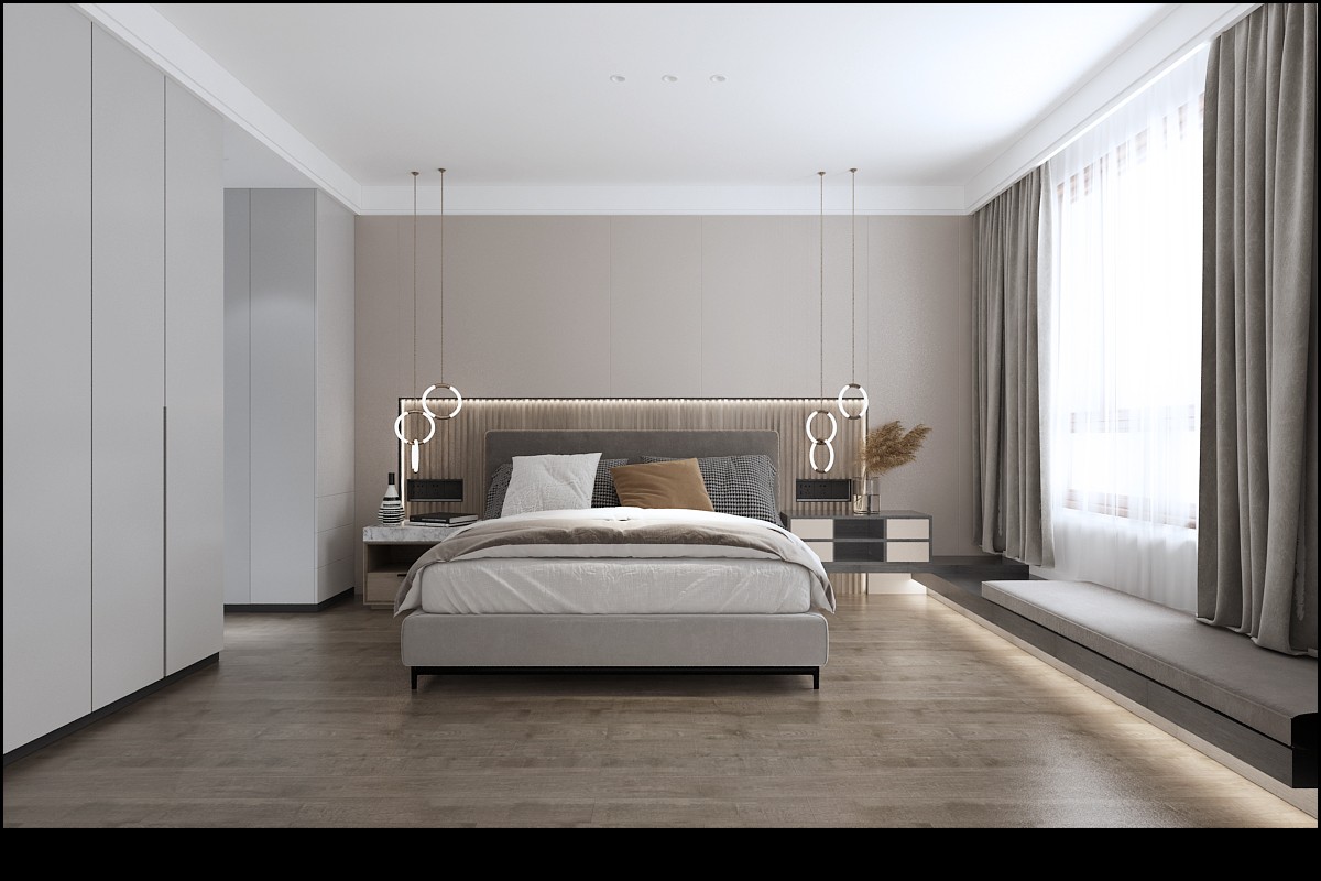 北辰香麓126㎡极简风格卧室装修效果图