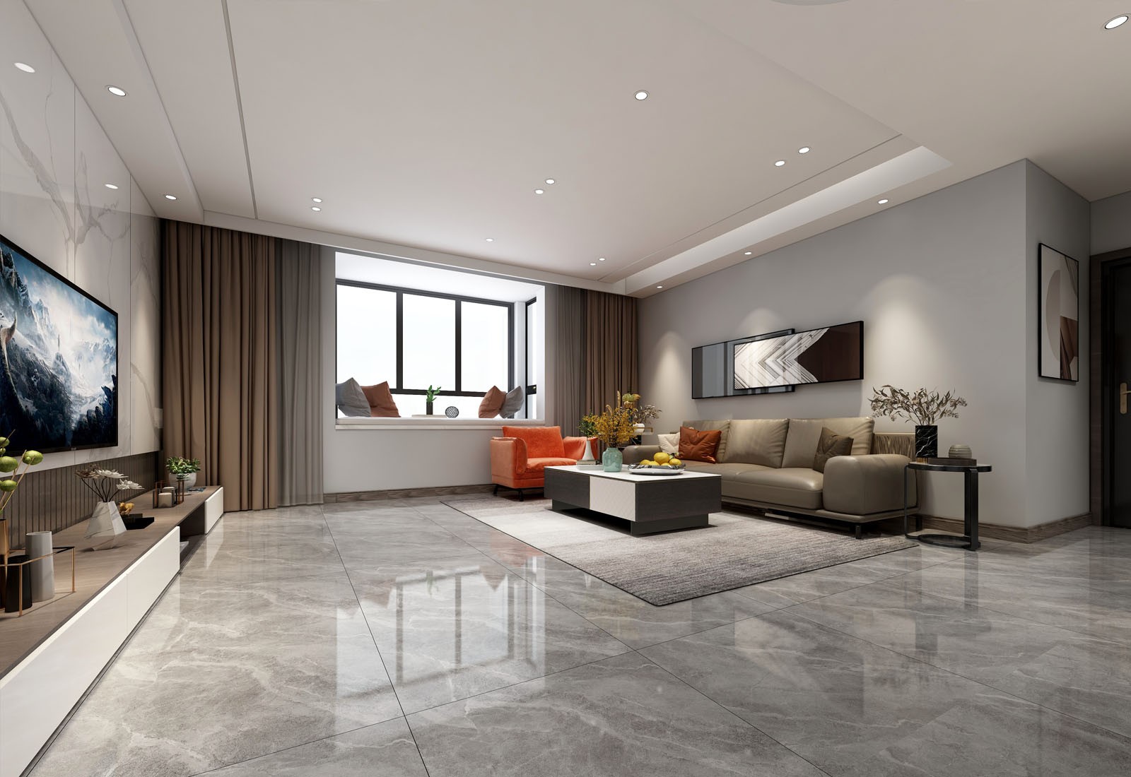 净深5米多长的客厅,是空间格外的大气