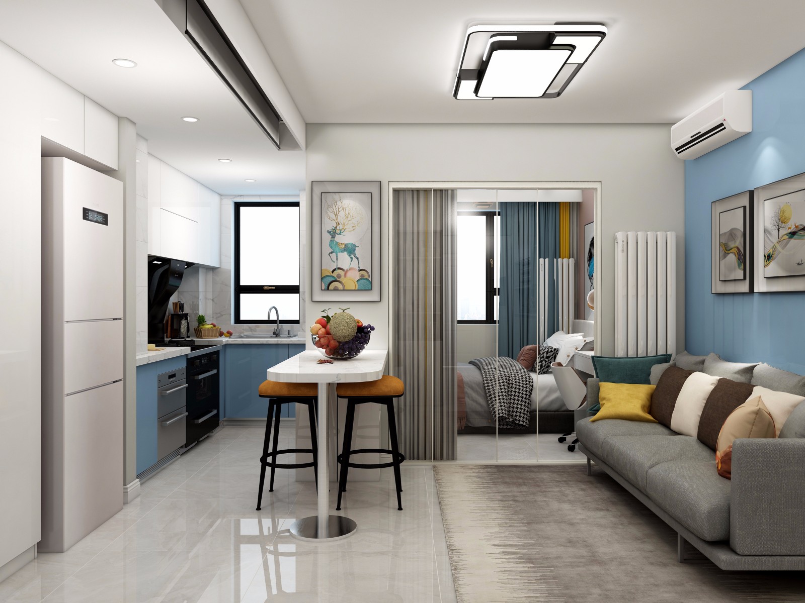 清新小户型开间改两居