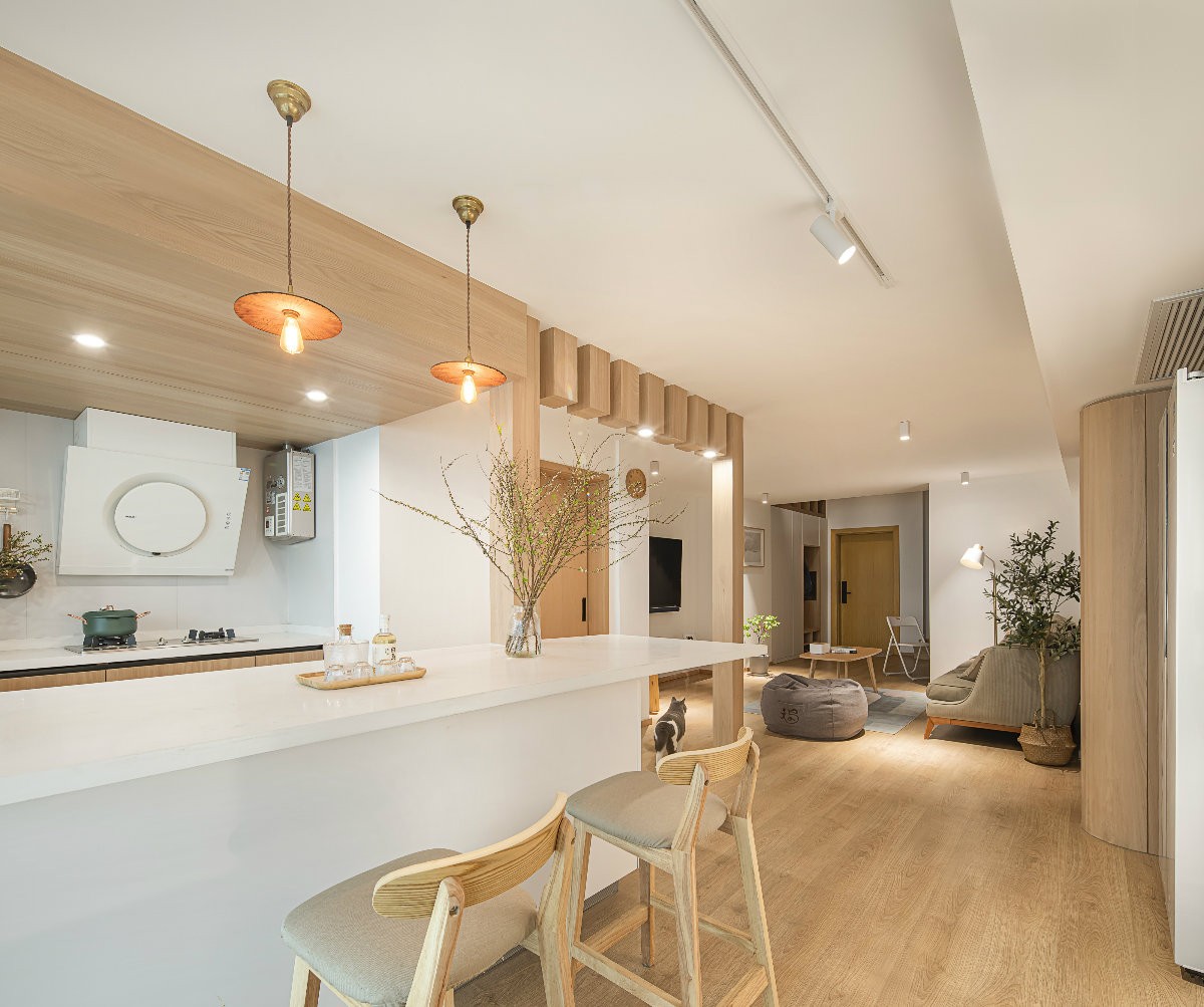 90日式loft装修效果图,2人2猫的日式原木风装修案例效果图-齐家网