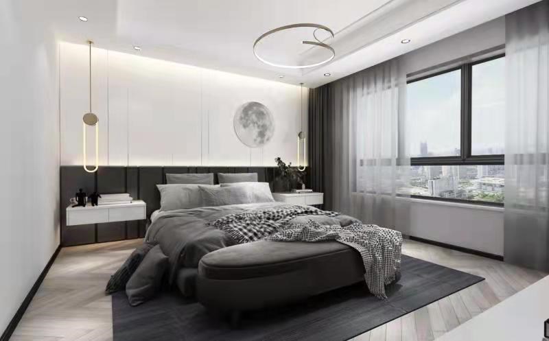 床头垂灯典雅实用 香槟色吊灯 香槟色金属灯槽 烘托整体风格