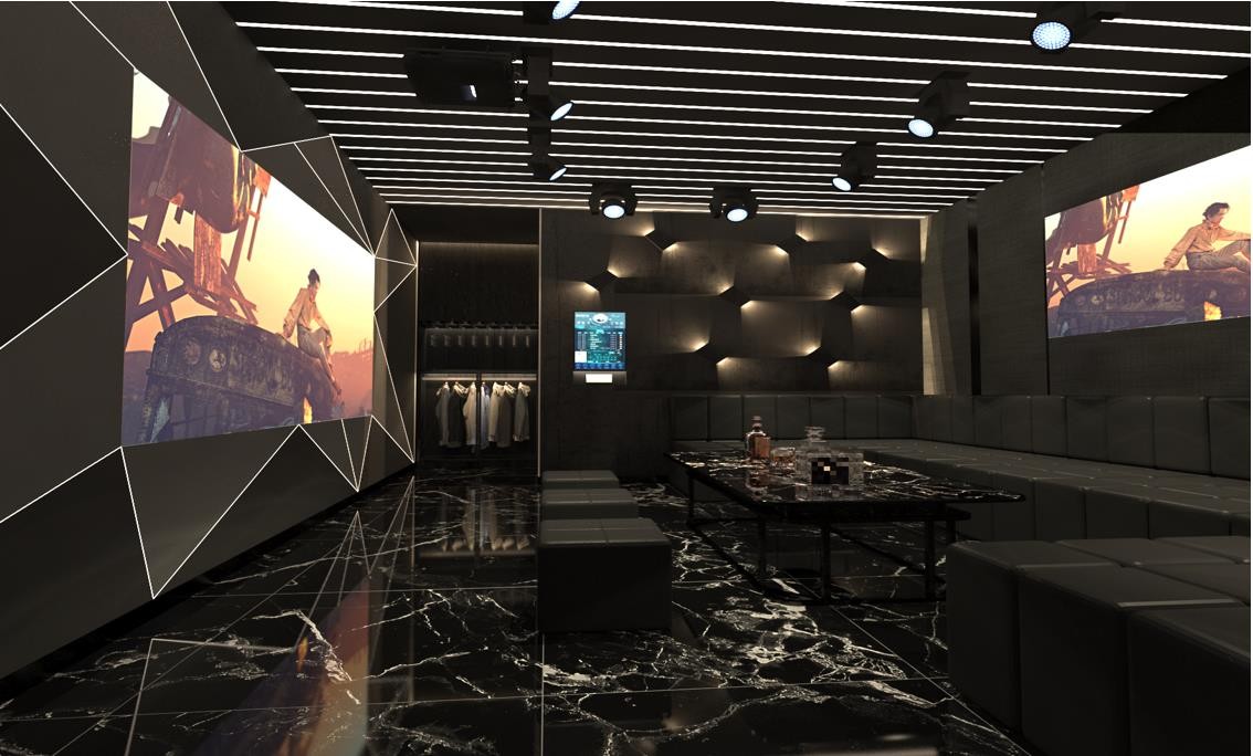 黑金色的空间色调,凸显空间整体的神秘与艺术感.