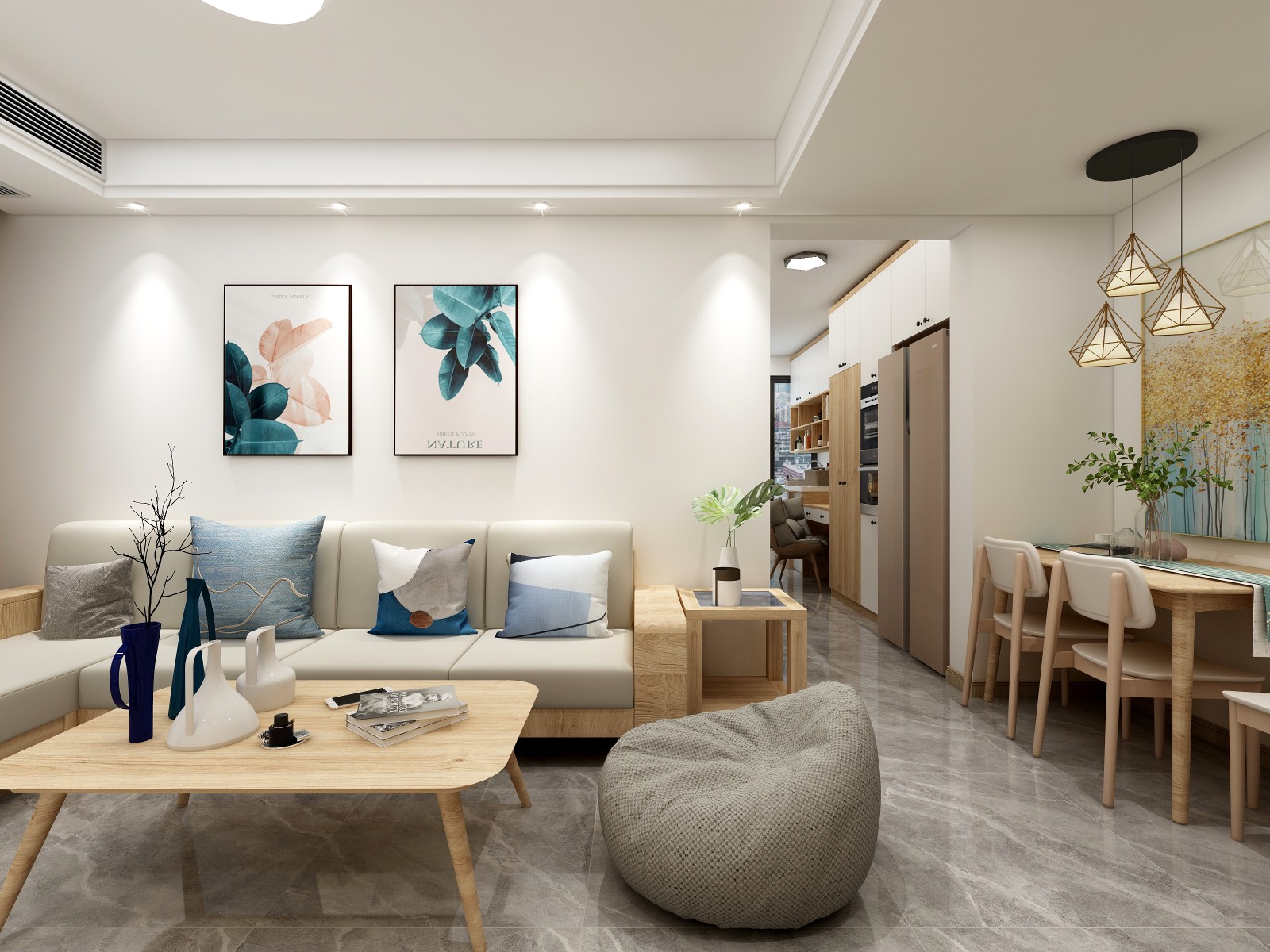 69日式两房装修效果图,暖暖的日系风格装修案例效果图-齐家网