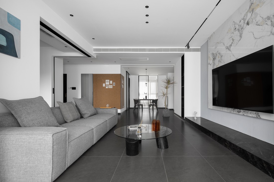 150现代三房装修效果图,黑白灰150平装修案例效果图-齐家网