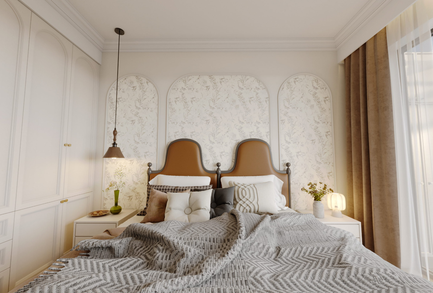 180法式四房装修效果图,塞维拉 融域 法式复古风装修案例效果图-齐家