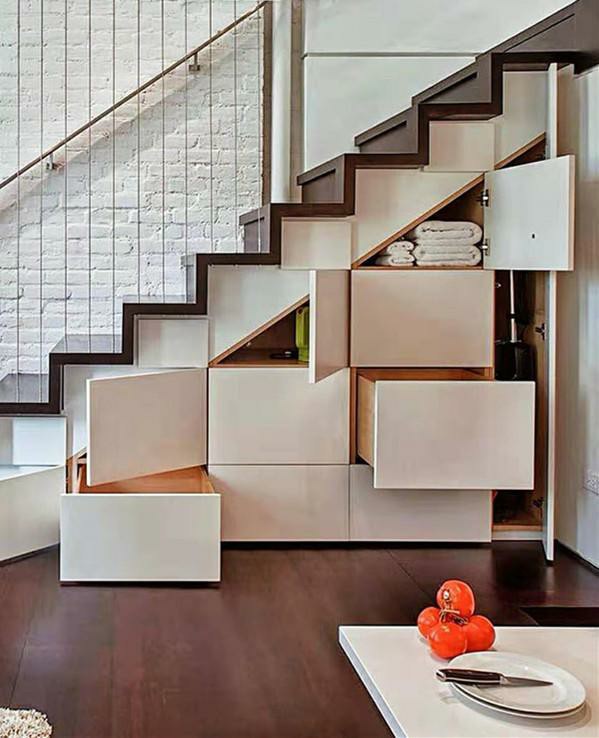 loft户型不用打太多柜子楼梯做成抽屉柜储物空间增大3㎡